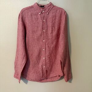 J. Crew Casual Red/Pink Button-Down Shirt